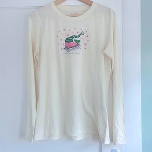 NWT Vineyard Vines Sledding Whale Long Sleeve PJ Top, Size M